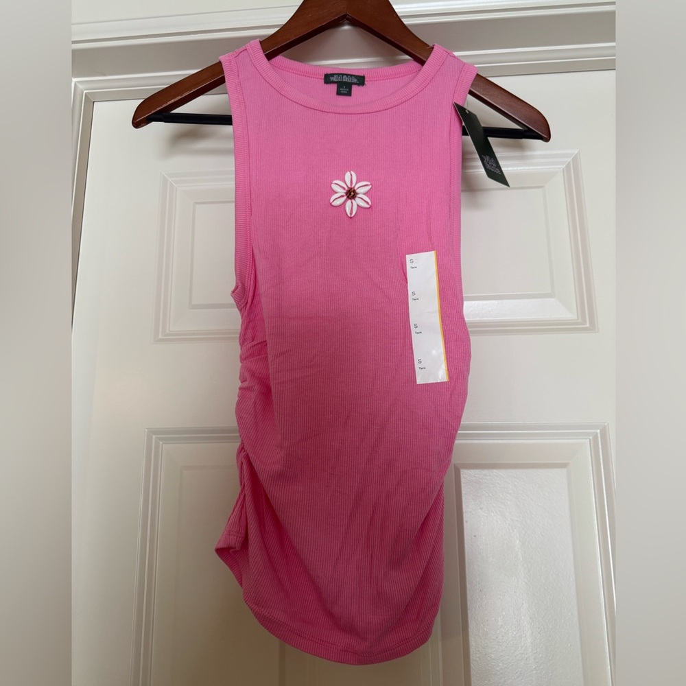 Wild Fable Pink Tank Top with Daisy Accent